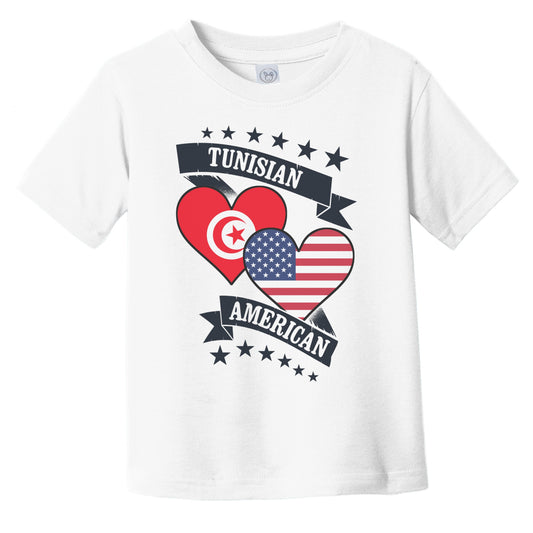 Tunisian American Heart Flags Tunisia America Infant Toddler T-Shirt