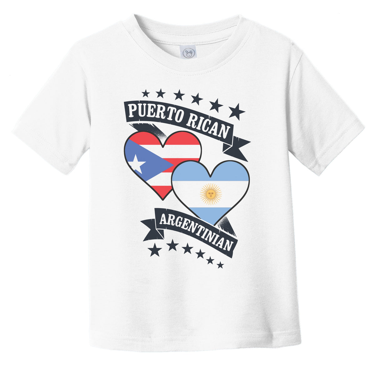 Puerto Rican Argentinian Heart Flags Puerto Rico Argentina Infant Toddler T-Shirt