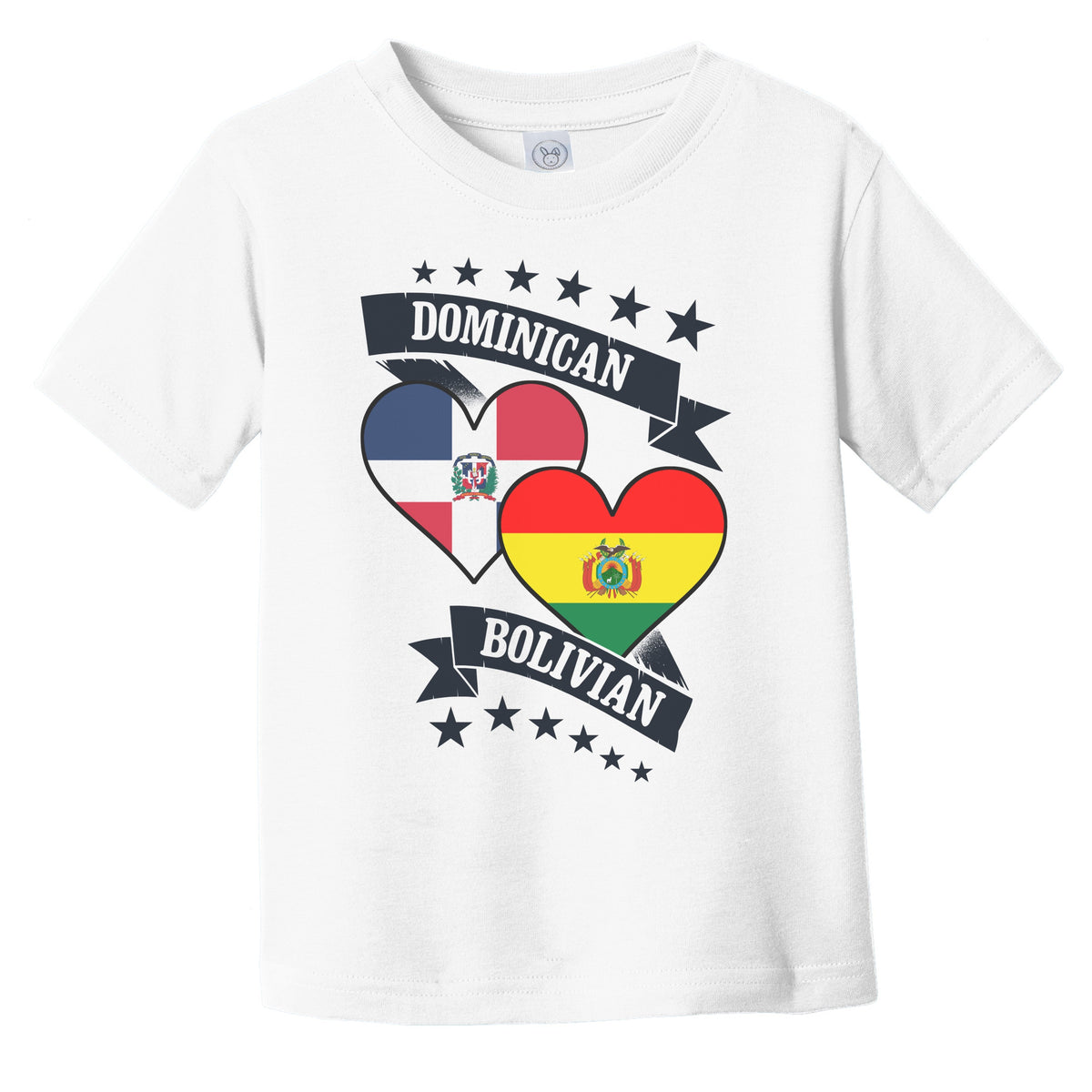 Dominican Bolivian Heart Flags Dominican Republic Bolivia Infant Toddler T-Shirt