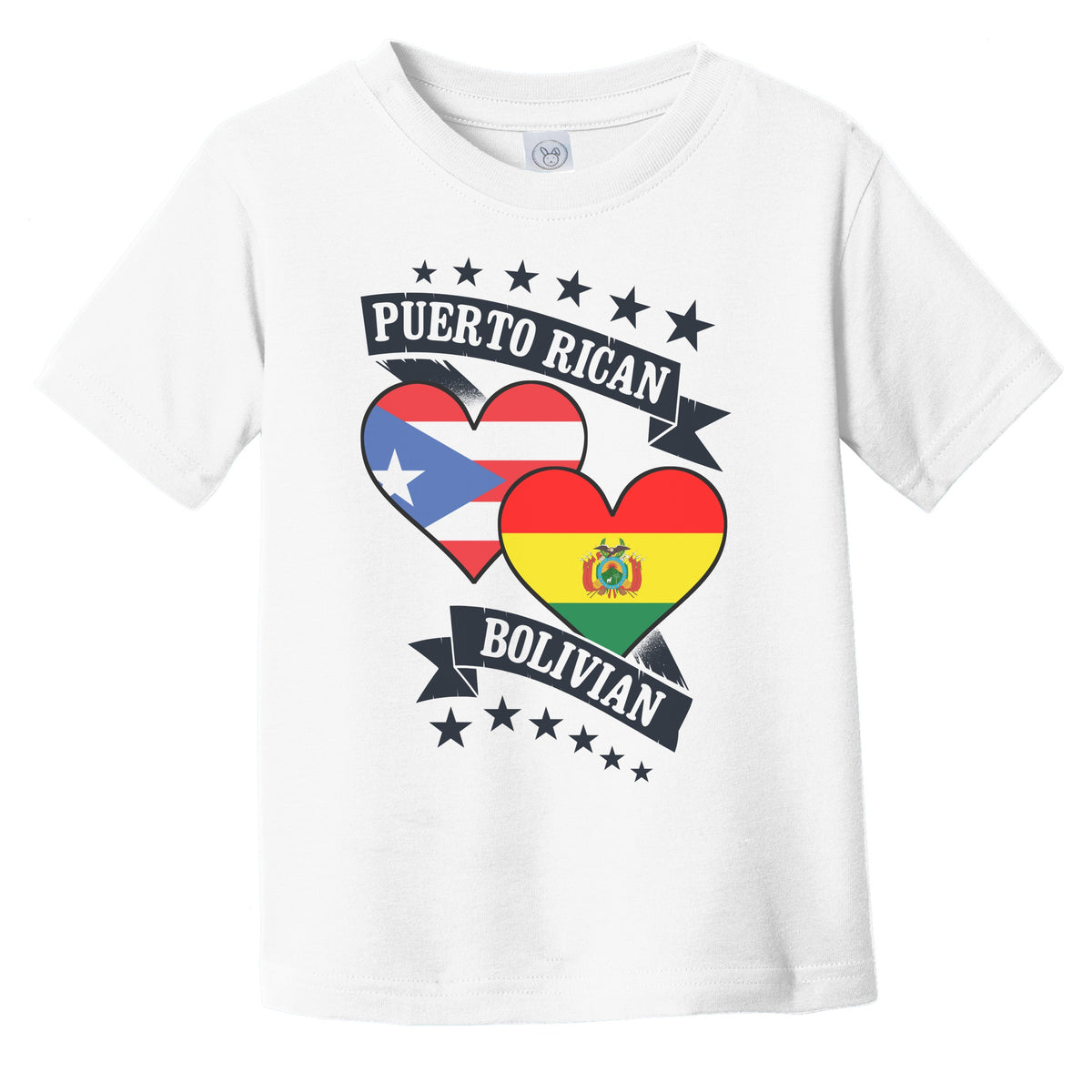 Puerto Rican Bolivian Heart Flags Puerto Rico Bolivia Infant Toddler T-Shirt