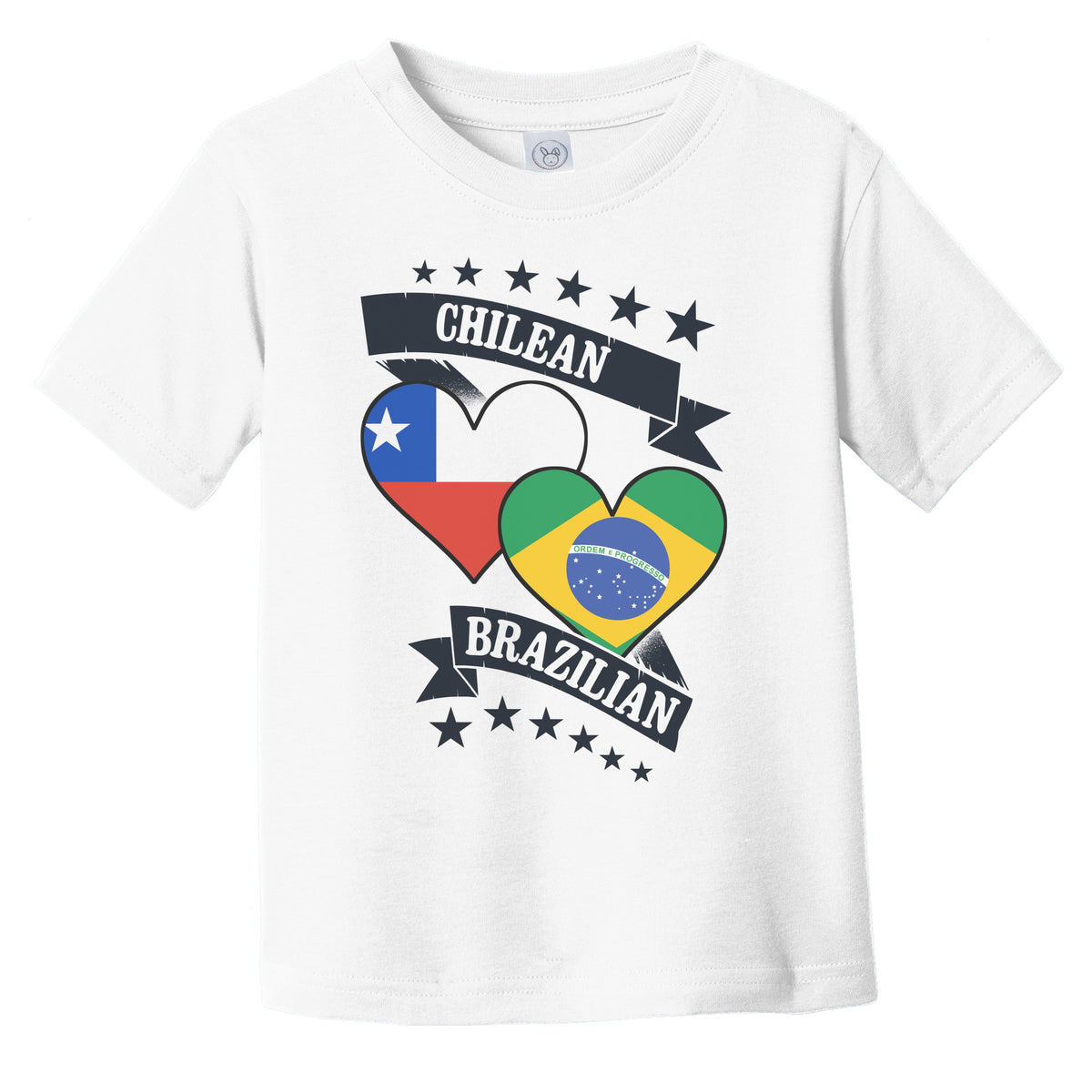 Chilean Brazilian Heart Flags Chile Brazil Infant Toddler T-Shirt