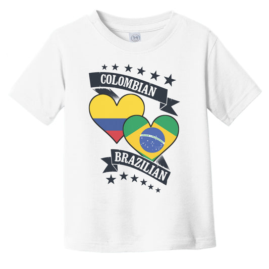 Colombian Brazilian Heart Flags Colombia Brazil Infant Toddler T-Shirt