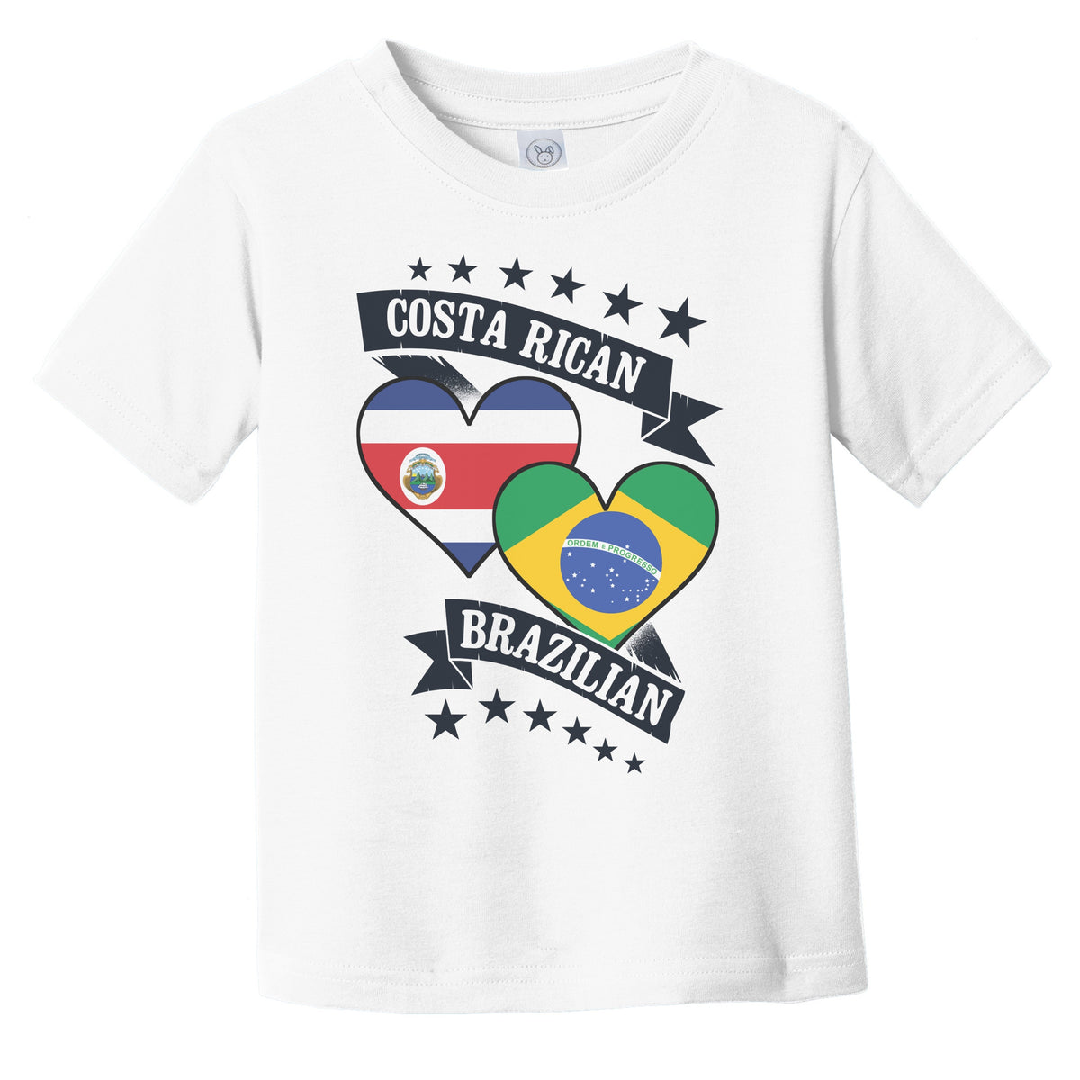 Costa Rican Brazilian Heart Flags Costa Rica Brazil Infant Toddler T-Shirt