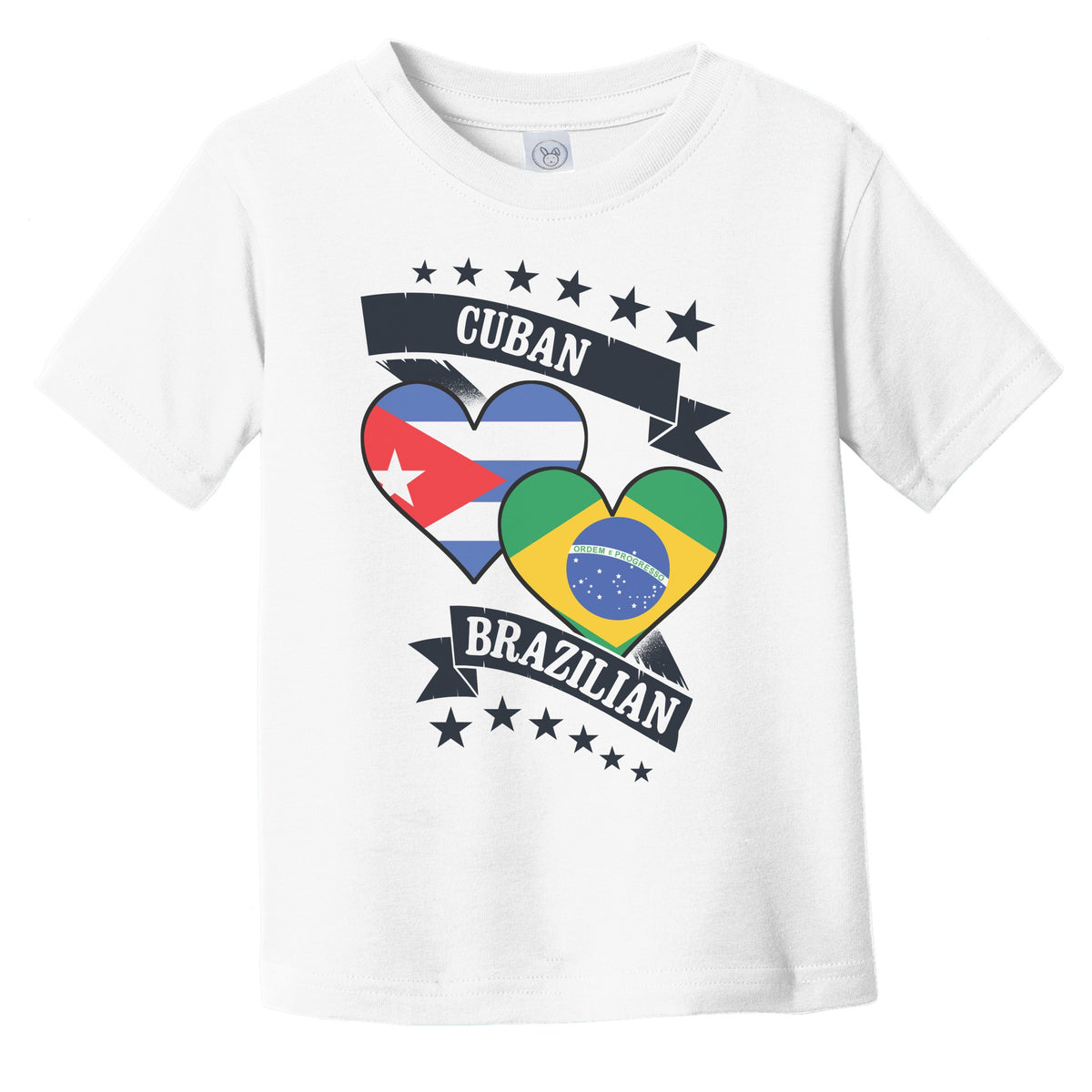 Cuban Brazilian Heart Flags Cuba Brazil Infant Toddler T-Shirt