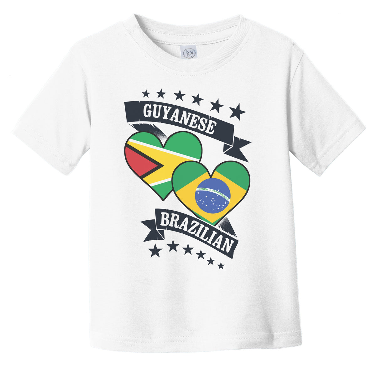 Guyanese Brazilian Heart Flags Guyana Brazil Infant Toddler T-Shirt