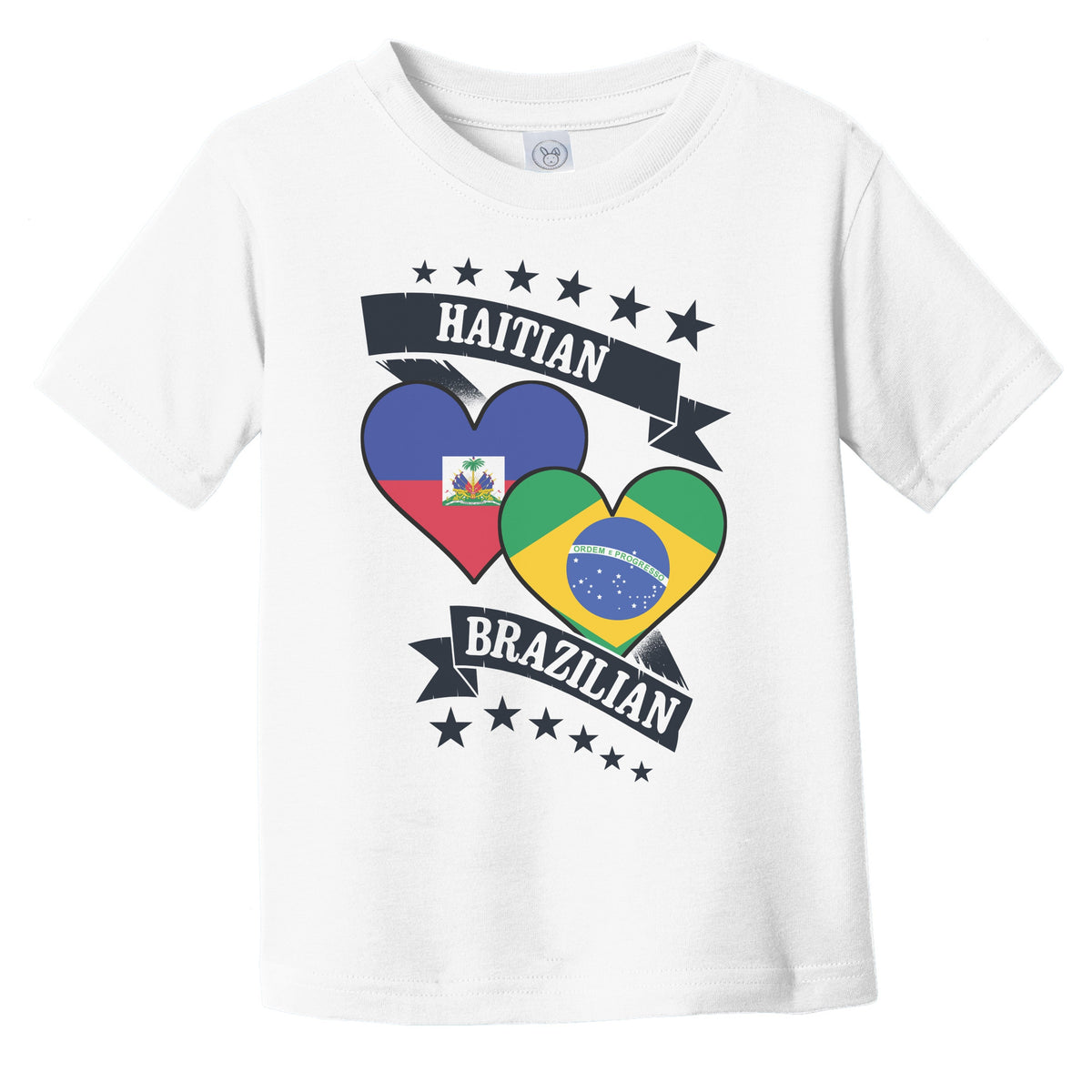 Haitian Brazilian Heart Flags Haiti Brazil Infant Toddler T-Shirt