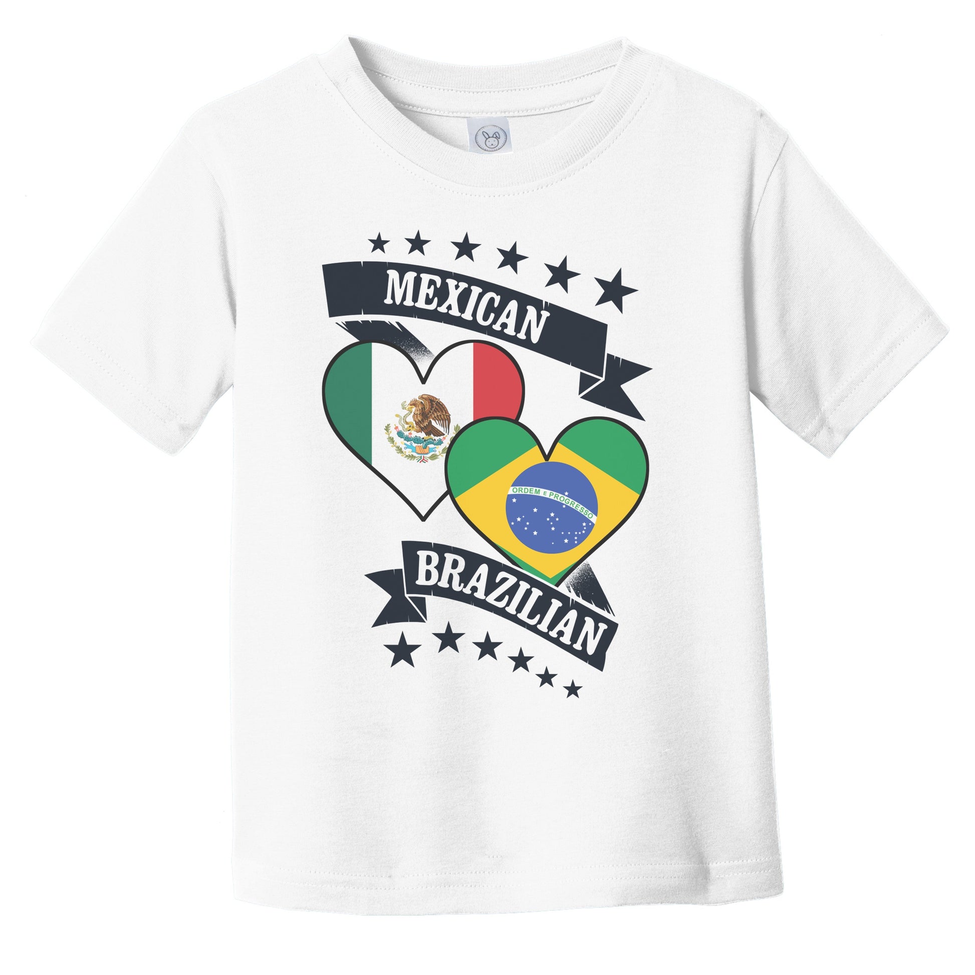Mexican Brazilian Heart Flags Mexico Brazil Infant Toddler T-Shirt