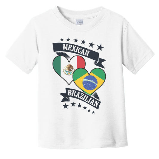 Mexican Brazilian Heart Flags Mexico Brazil Infant Toddler T-Shirt