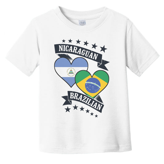 Nicaraguan Brazilian Heart Flags Nicaragua Brazil Infant Toddler T-Shirt