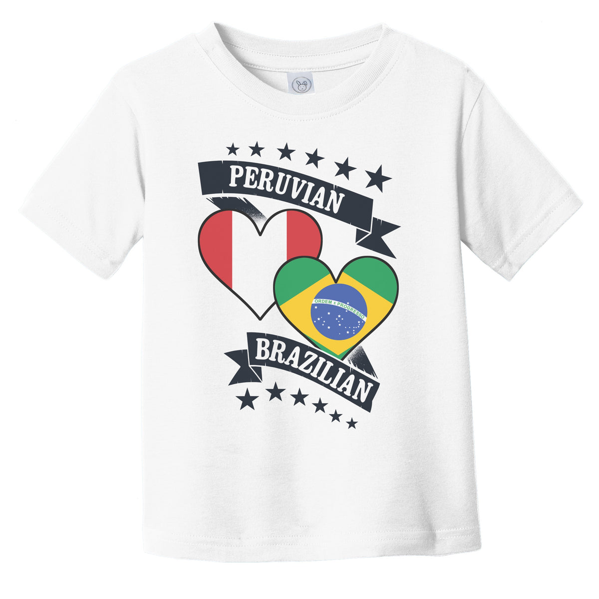 Peruvian Brazilian Heart Flags Peru Brazil Infant Toddler T-Shirt