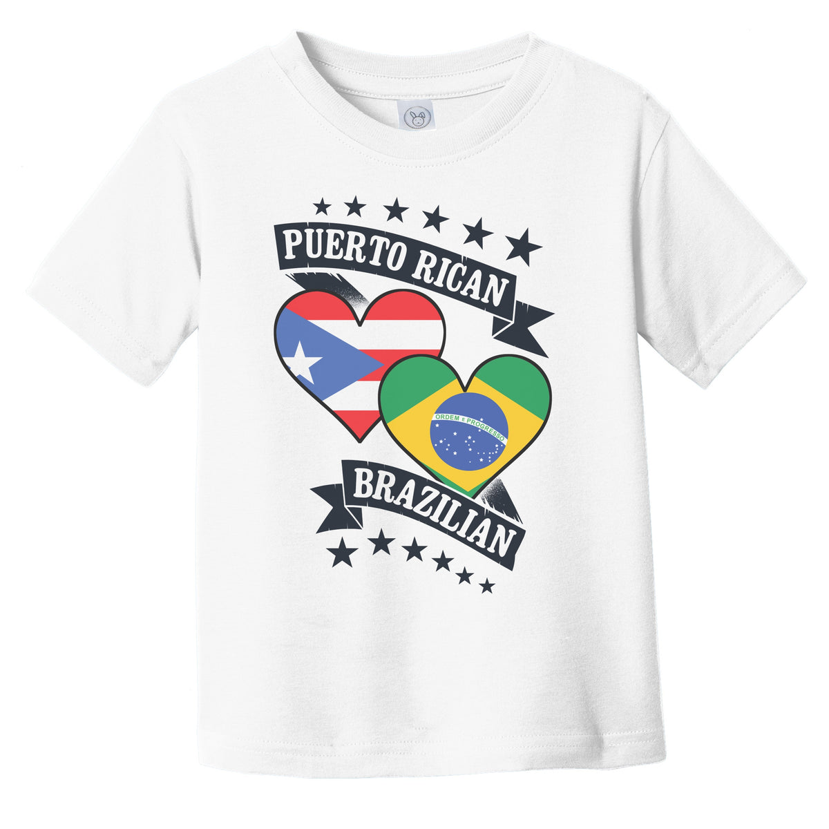 Puerto Rican Brazilian Heart Flags Puerto Rico Brazil Infant Toddler T-Shirt