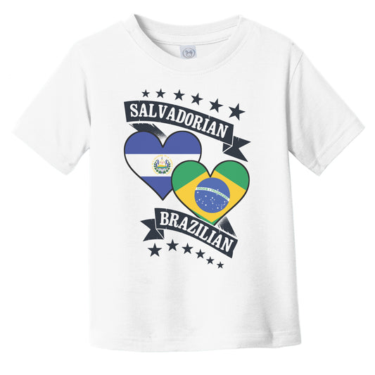 Salvadorian Brazilian Heart Flags El Salvador Brazil Infant Toddler T-Shirt