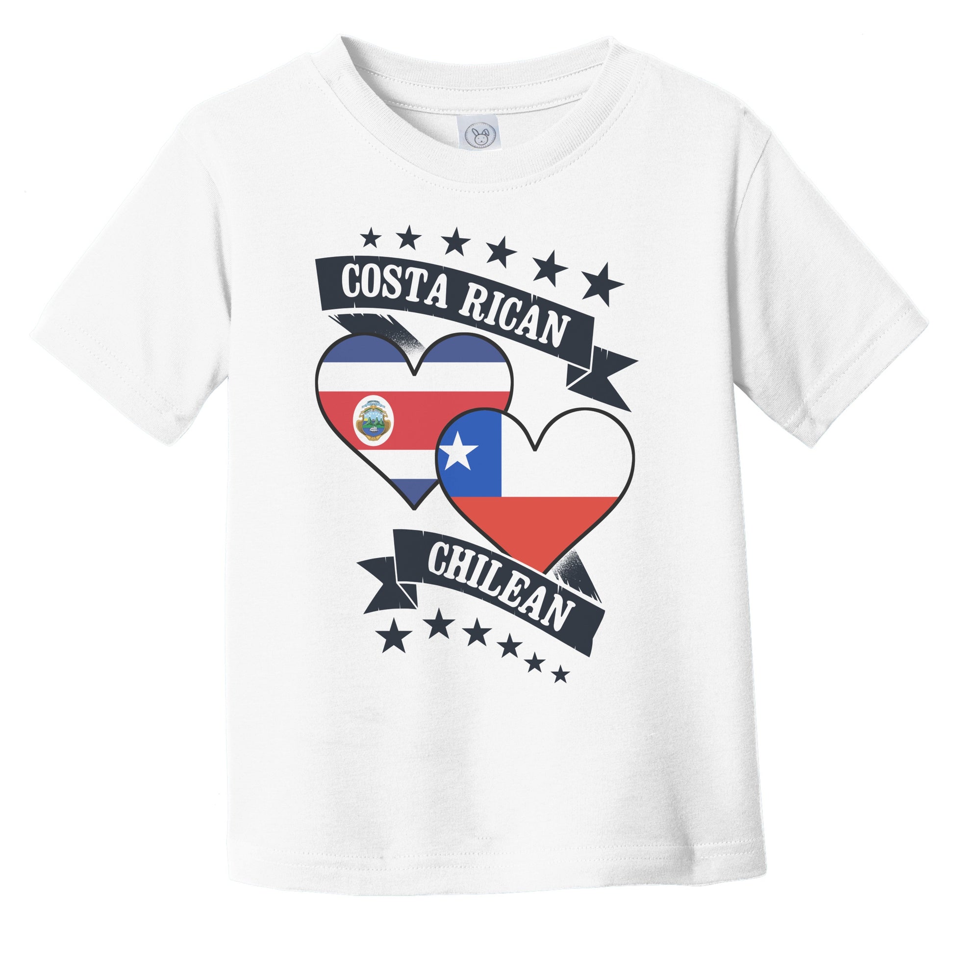 Costa Rican Chilean Heart Flags Costa Rica Chile Infant Toddler T-Shirt