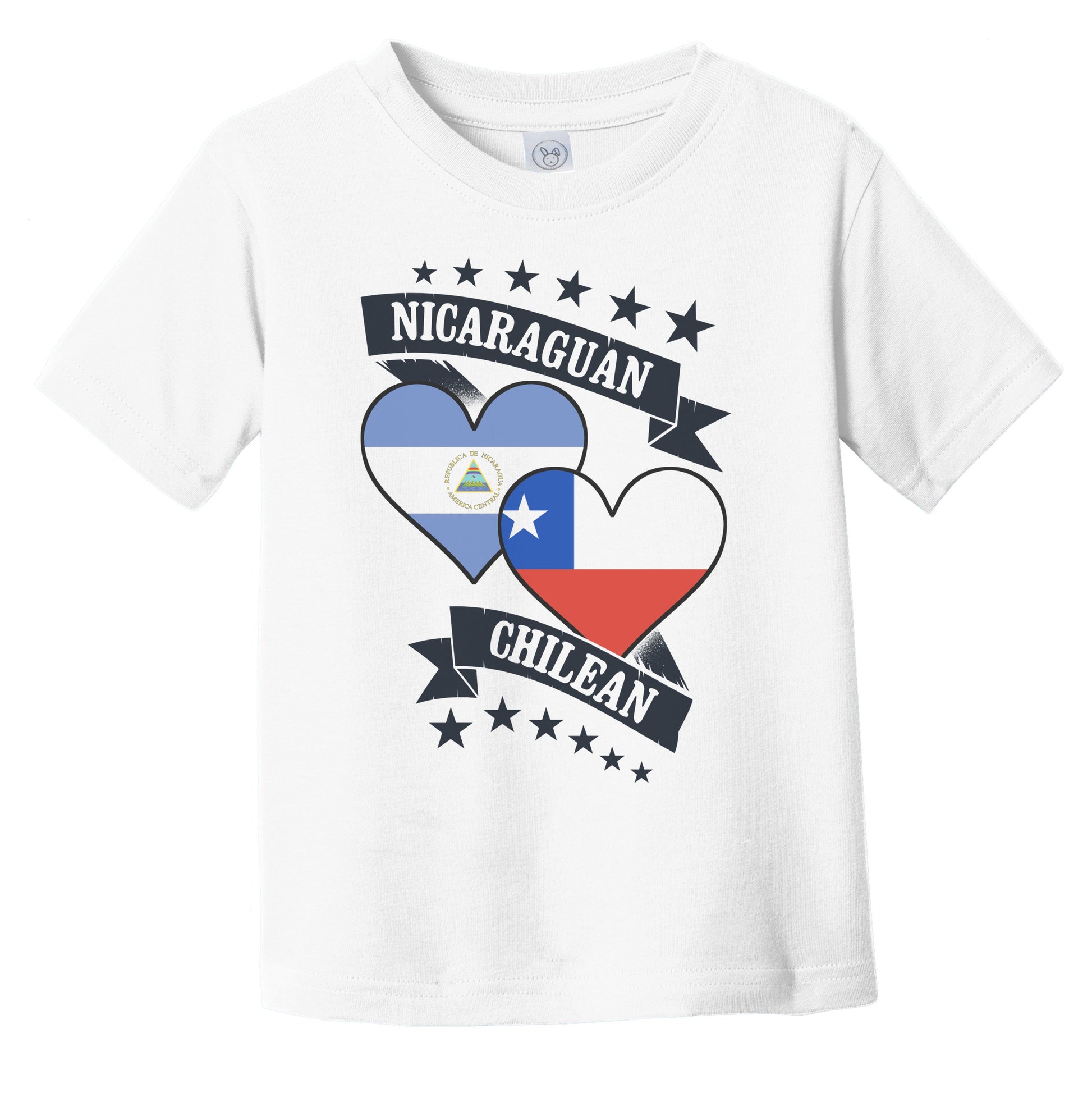 Nicaraguan Chilean Heart Flags Nicaragua Chile Infant Toddler T-Shirt