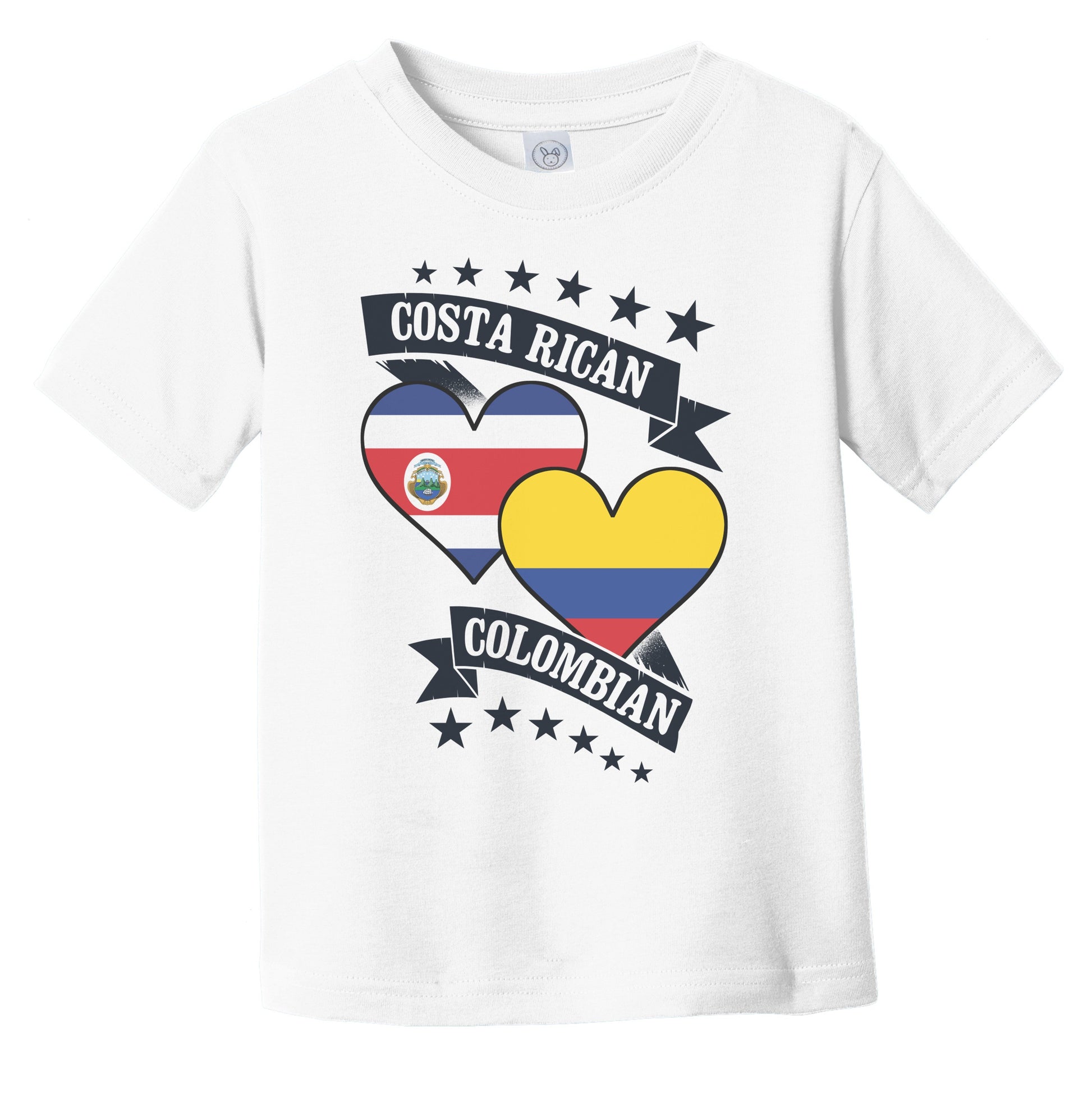 Costa Rican Colombian Heart Flags Costa Rica Colombia Infant Toddler T-Shirt