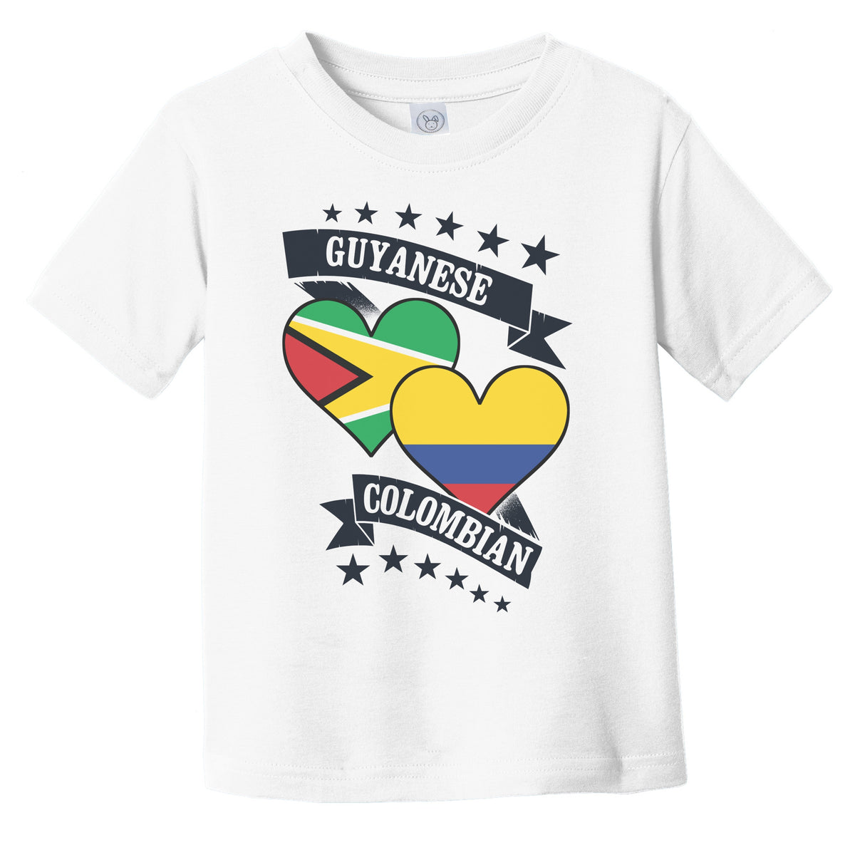 Guyanese Colombian Heart Flags Guyana Colombia Infant Toddler T-Shirt