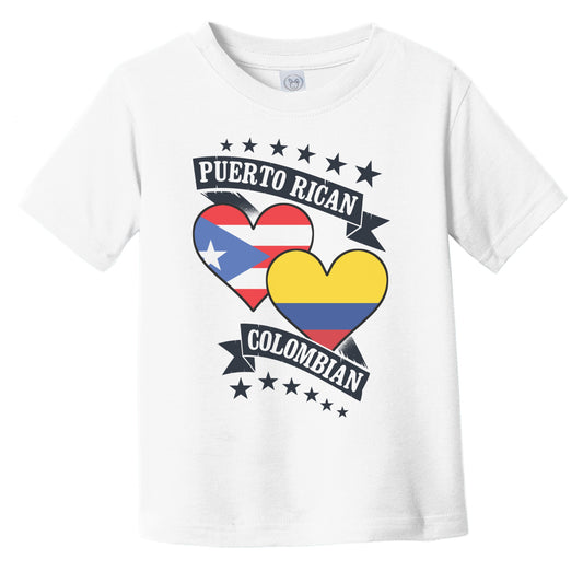 Puerto Rican Colombian Heart Flags Puerto Rico Colombia Infant Toddler T-Shirt
