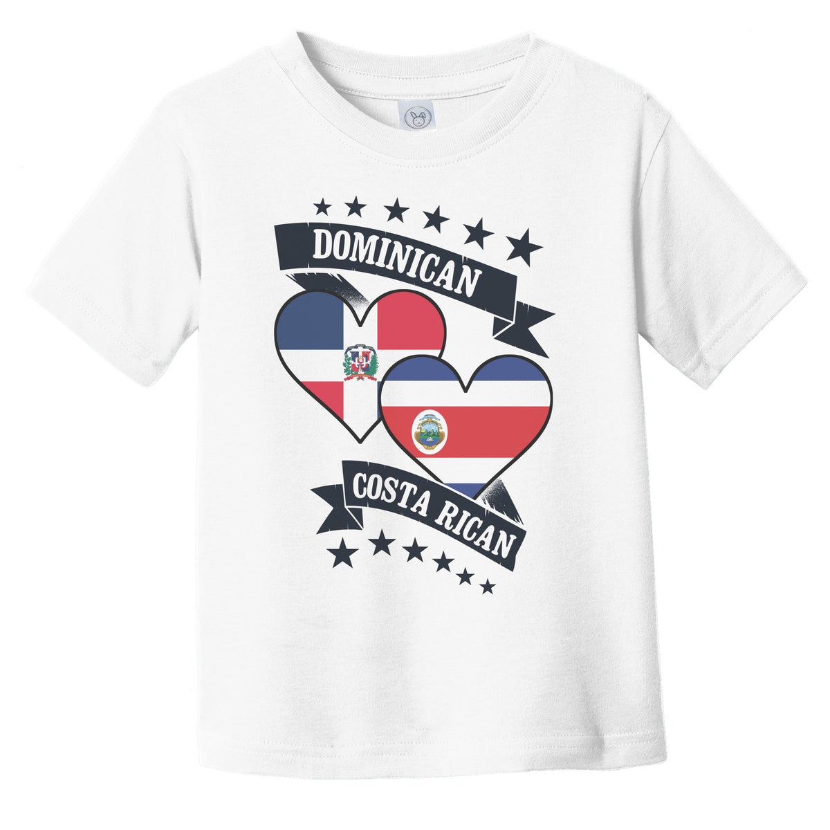Dominican Costa Rican Heart Flags Dominican Republic Costa Rica Infant Toddler T-Shirt