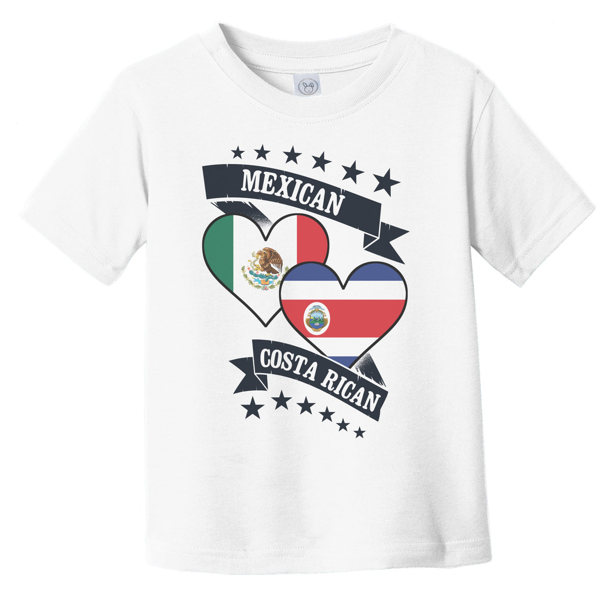 Mexican Costa Rican Heart Flags Mexico Costa Rica Infant Toddler T-Shirt