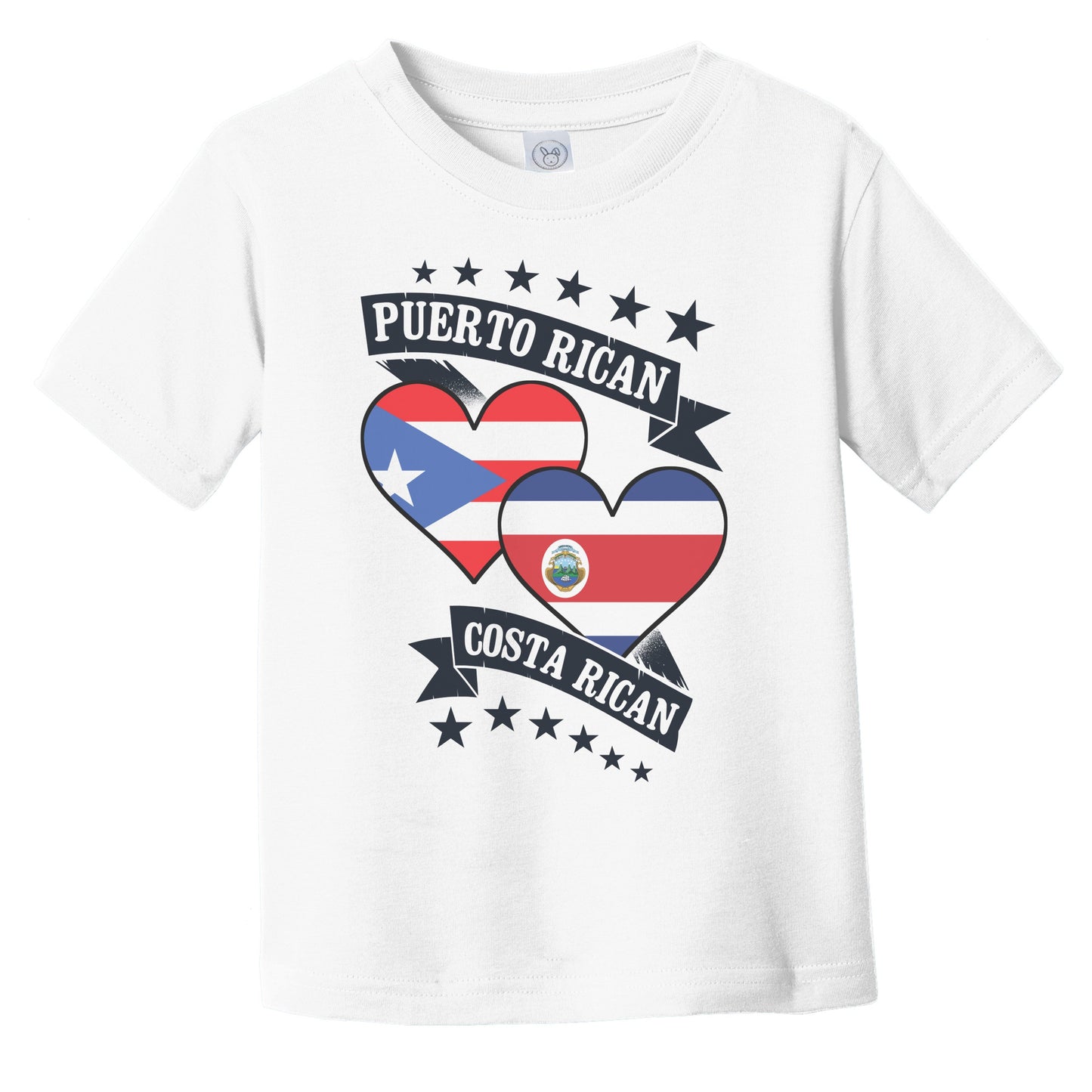 Puerto Rican Costa Rican Heart Flags Puerto Rico Costa Rica Infant Toddler T-Shirt
