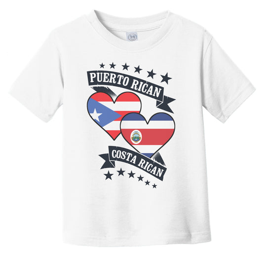 Puerto Rican Costa Rican Heart Flags Puerto Rico Costa Rica Infant Toddler T-Shirt