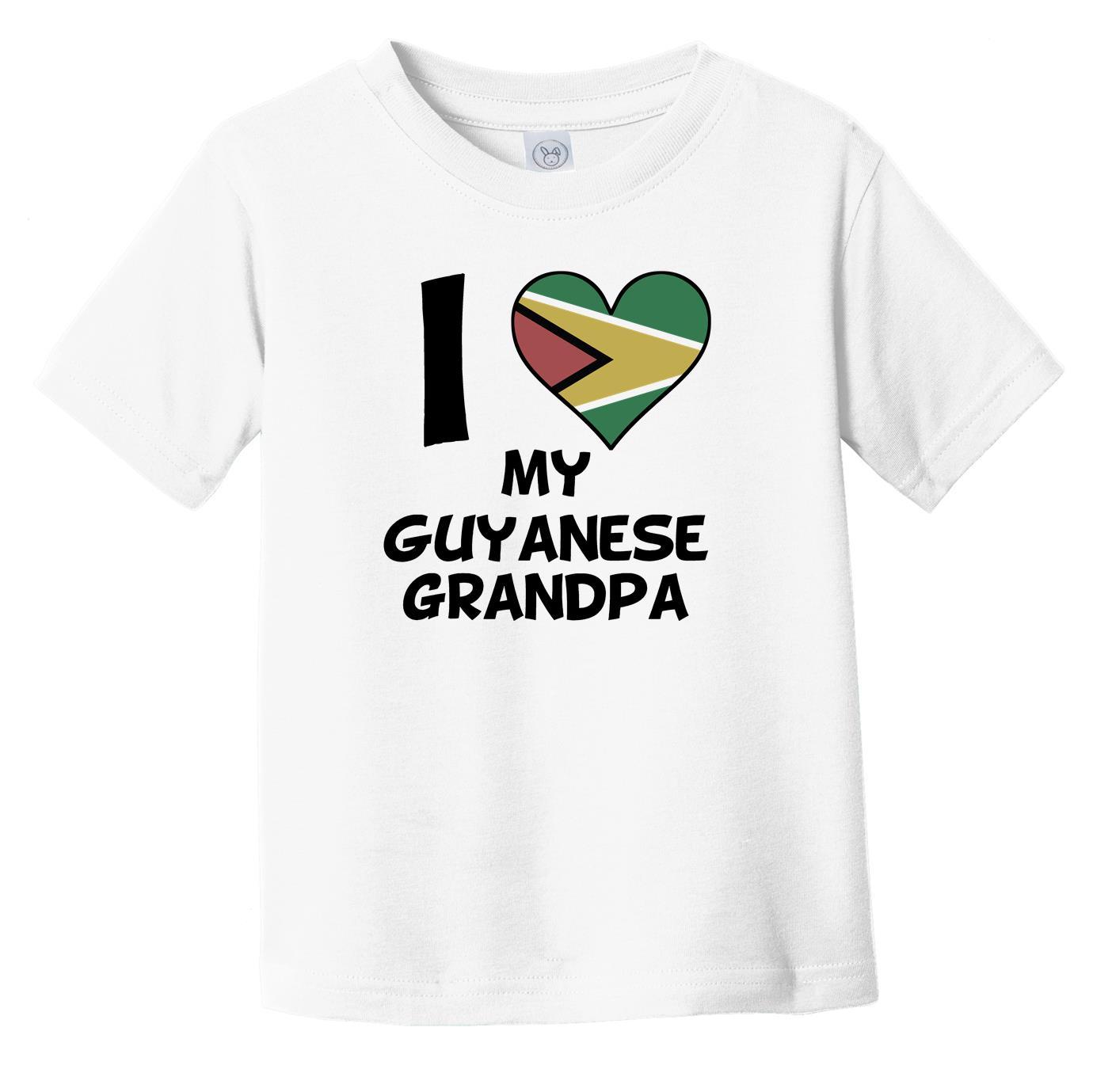 I Heart My Guyanese Grandpa Guyana Flag Infant Toddler T-Shirt