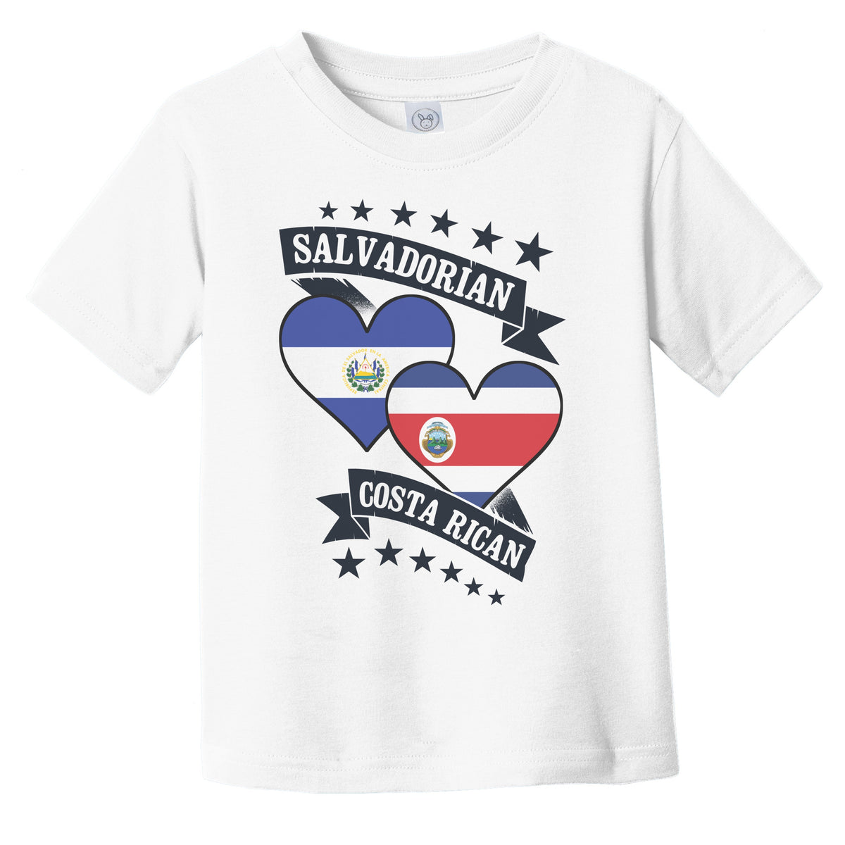 Salvadorian Costa Rican Heart Flags El Salvador Costa Rica Infant Toddler T-Shirt