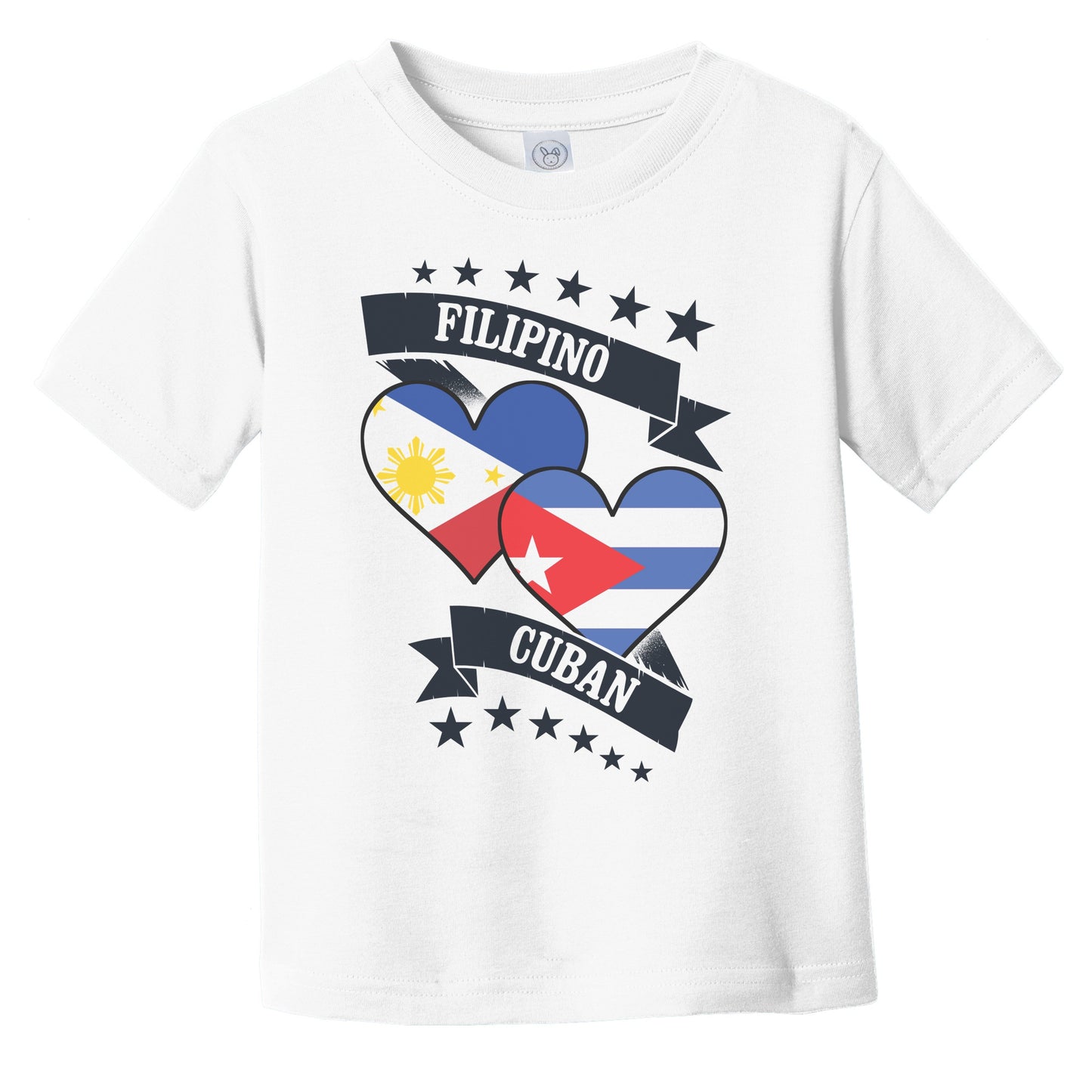 Filipino Cuban Heart Flags Philippines Cuba Infant Toddler T-Shirt