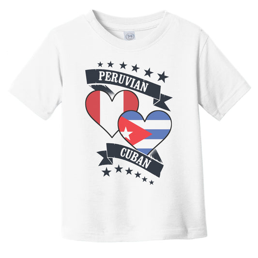 Peruvian Cuban Heart Flags Peru Cuba Infant Toddler T-Shirt