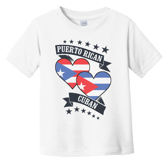 Puerto Rican Cuban Heart Flags Puerto Rico Cuba Infant Toddler T-Shirt