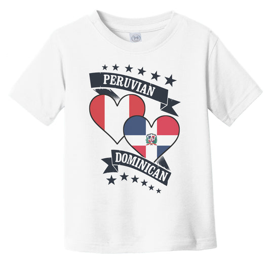 Peruvian Dominican Heart Flags Peru Dominican Republic Infant Toddler T-Shirt