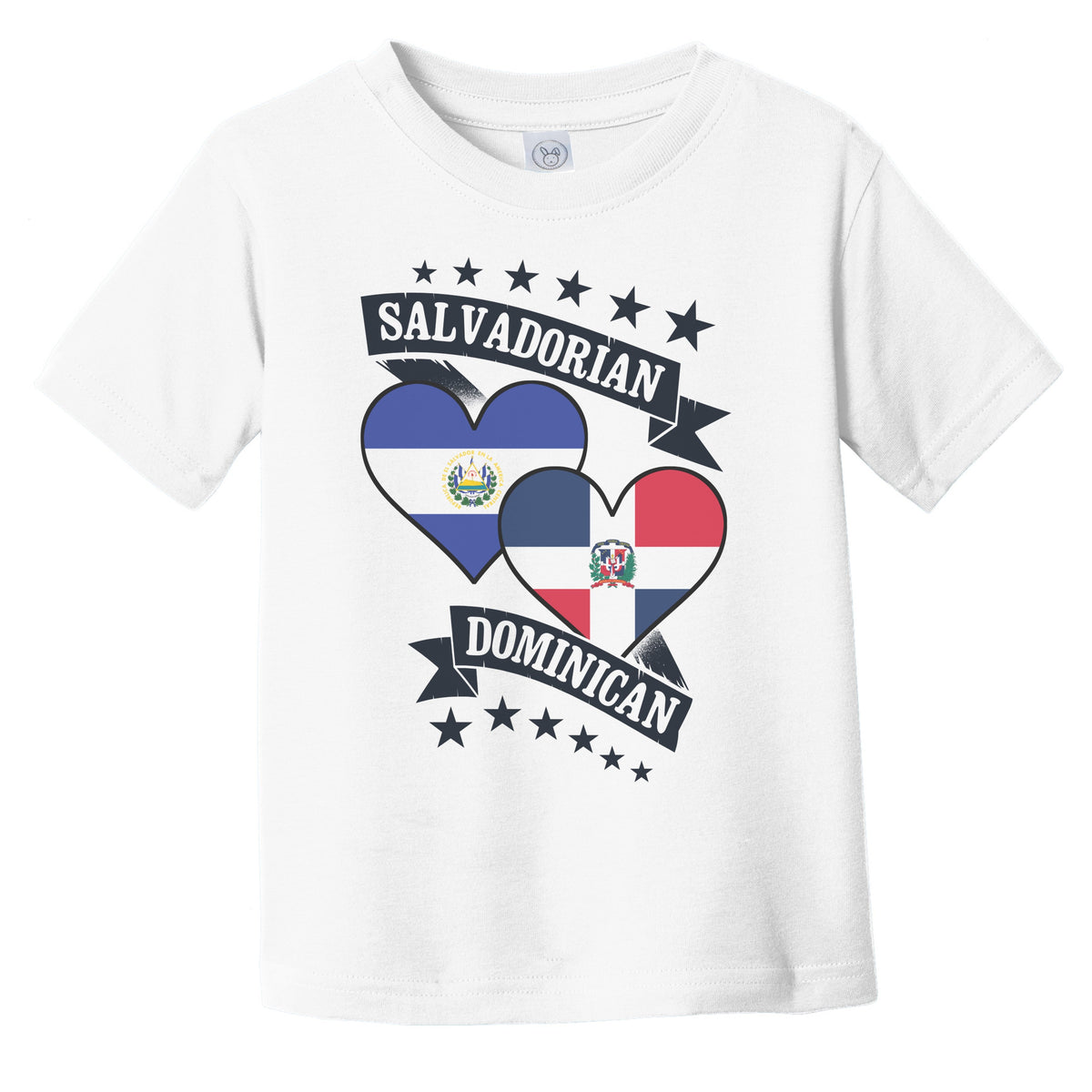 Salvadorian Dominican Heart Flags El Salvador Dominican Republic Infant Toddler T-Shirt