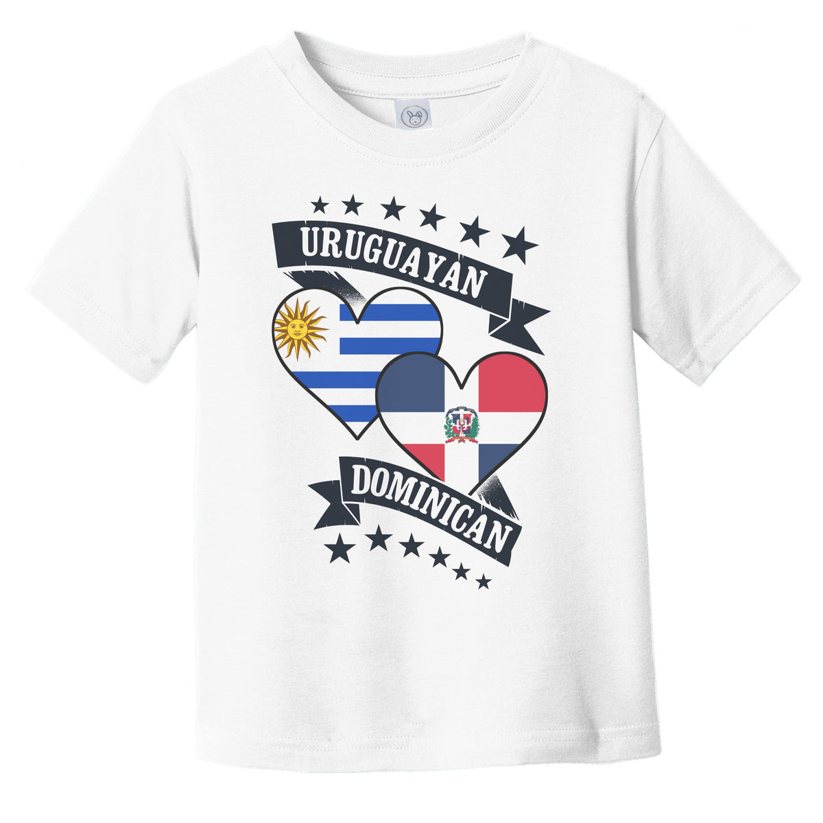 Uruguayan Dominican Heart Flags Uruguay Dominican Republic Infant Toddler T-Shirt