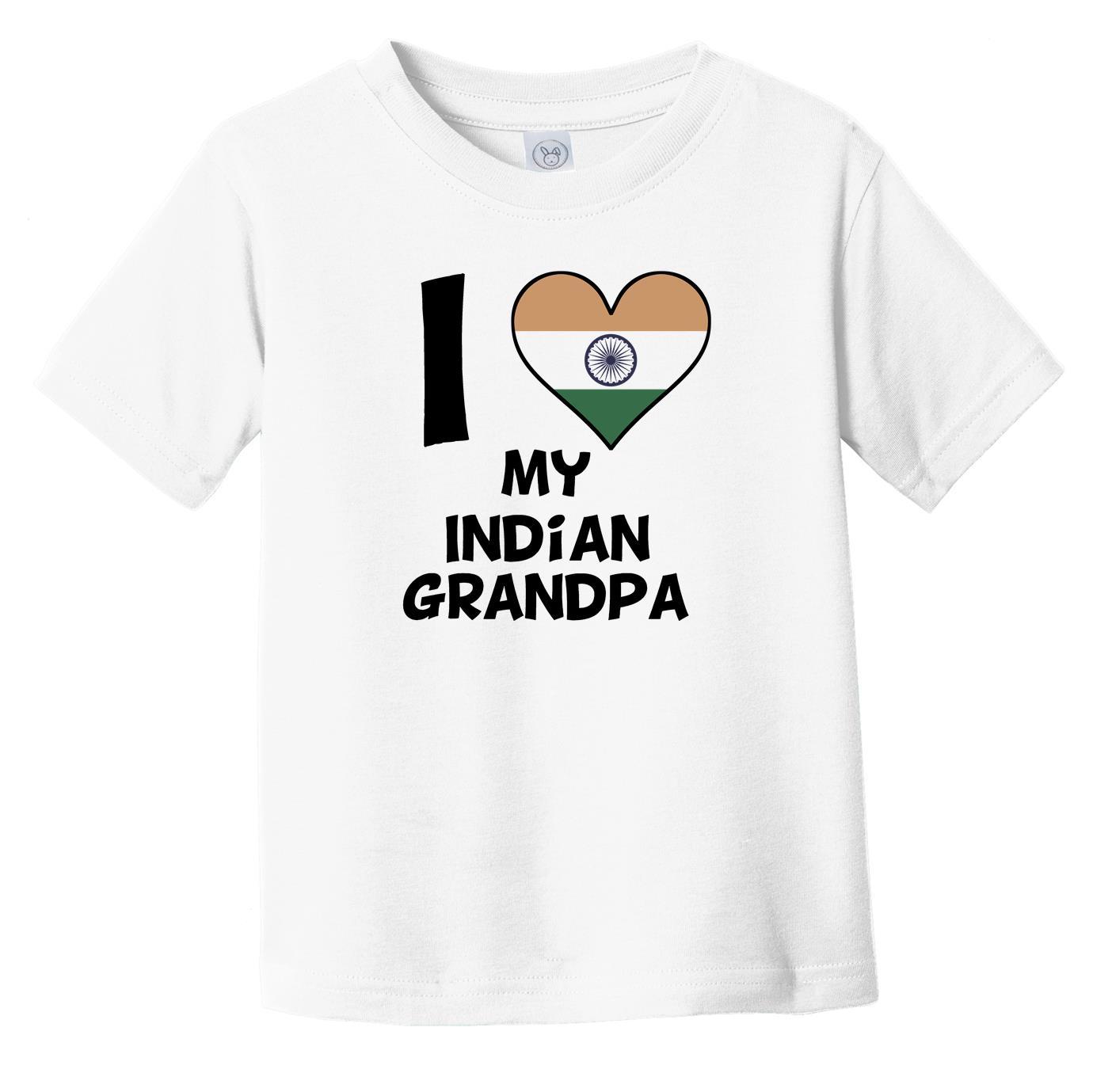 I Heart My Indian Grandpa India Flag Infant Toddler T-Shirt