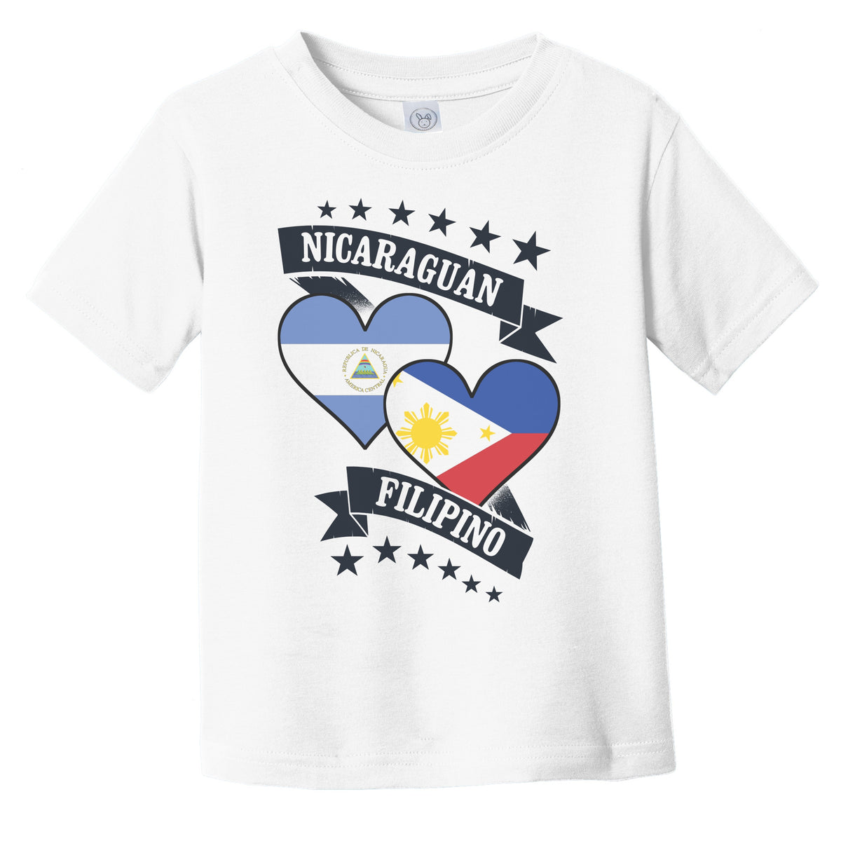 Nicaraguan Filipino Heart Flags Nicaragua Philippines Infant Toddler T-Shirt