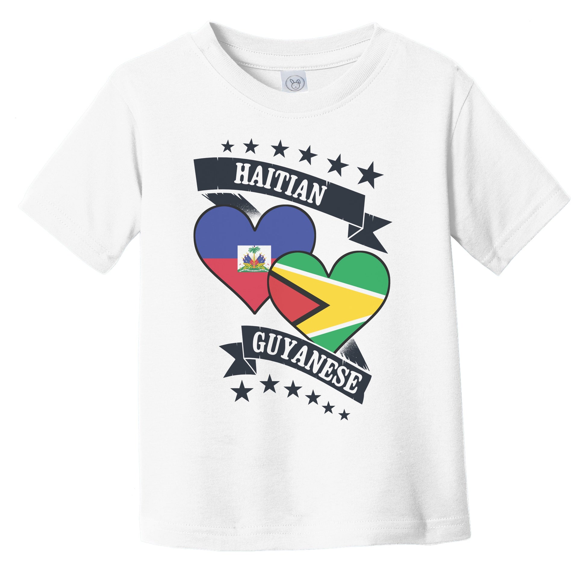 Haitian Guyanese Heart Flags Haiti Guyana Infant Toddler T-Shirt