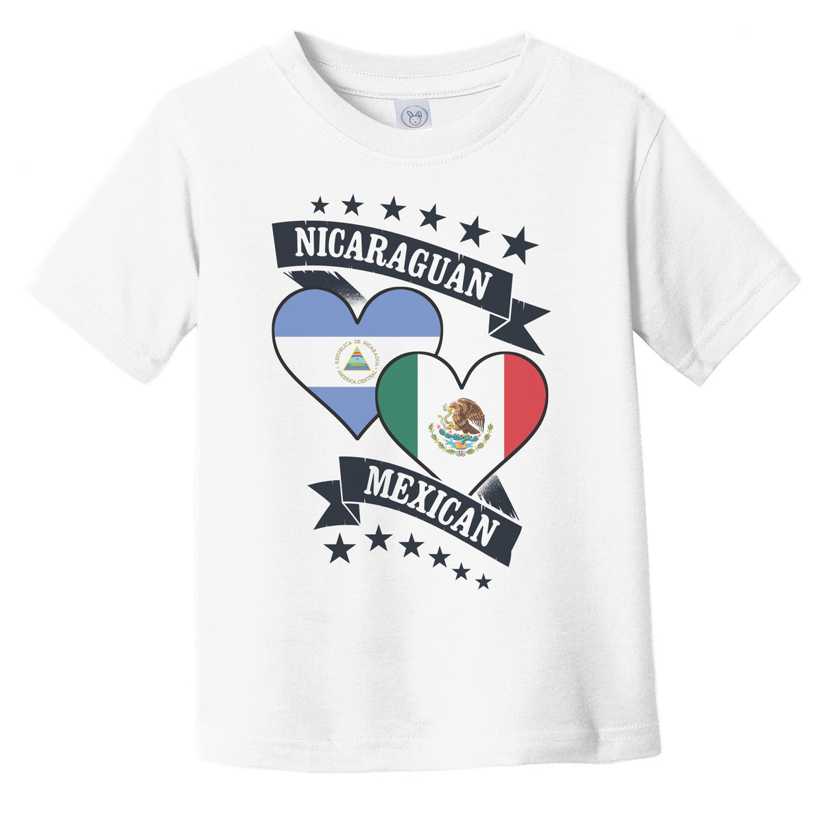 Nicaraguan Mexican Heart Flags Nicaragua Mexico Infant Toddler T-Shirt