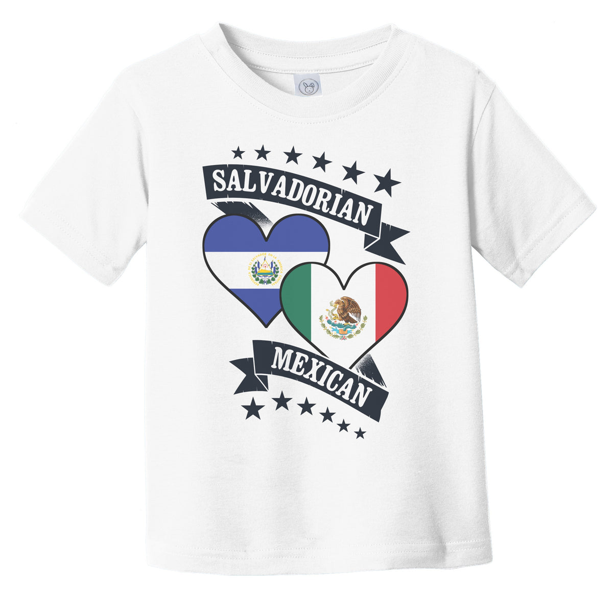 Salvadorian Mexican Heart Flags El Salvador Mexico Infant Toddler T-Shirt
