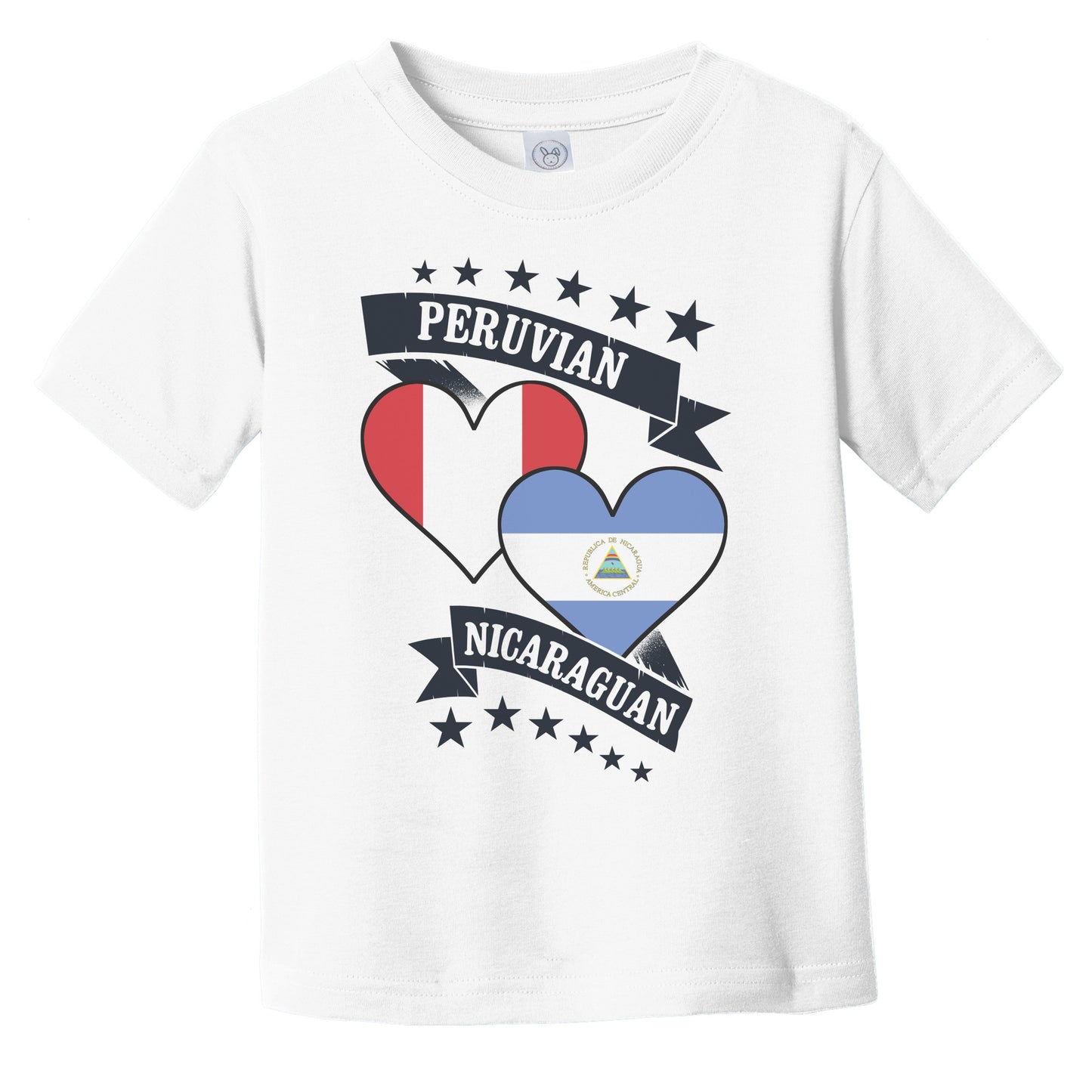 Peruvian Nicaraguan Heart Flags Peru Nicaragua Infant Toddler T-Shirt