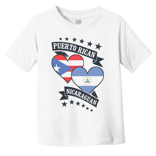 Puerto Rican Nicaraguan Heart Flags Puerto Rico Nicaragua Infant Toddler T-Shirt