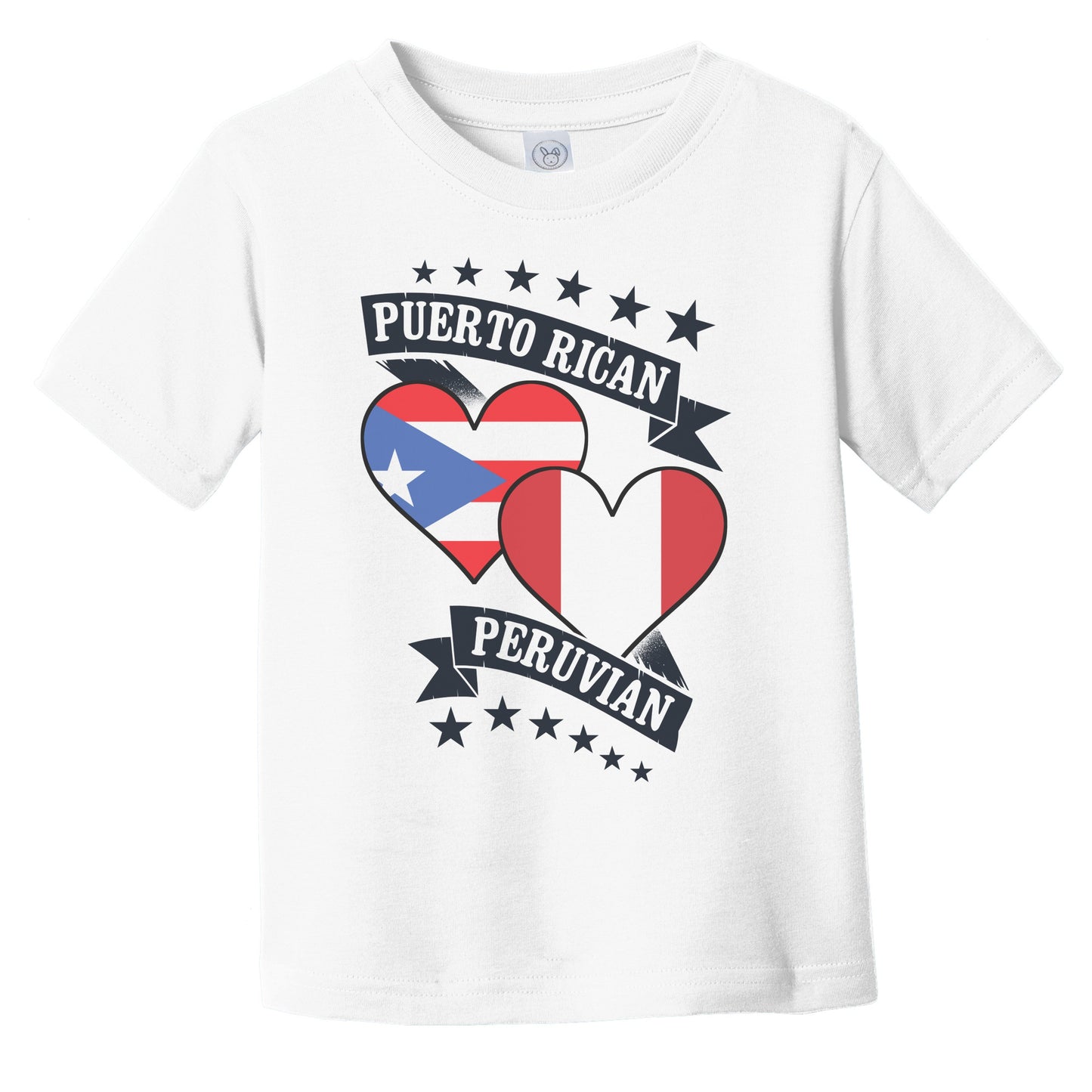 Puerto Rican Peruvian Heart Flags Puerto Rico Peru Infant Toddler T-Shirt