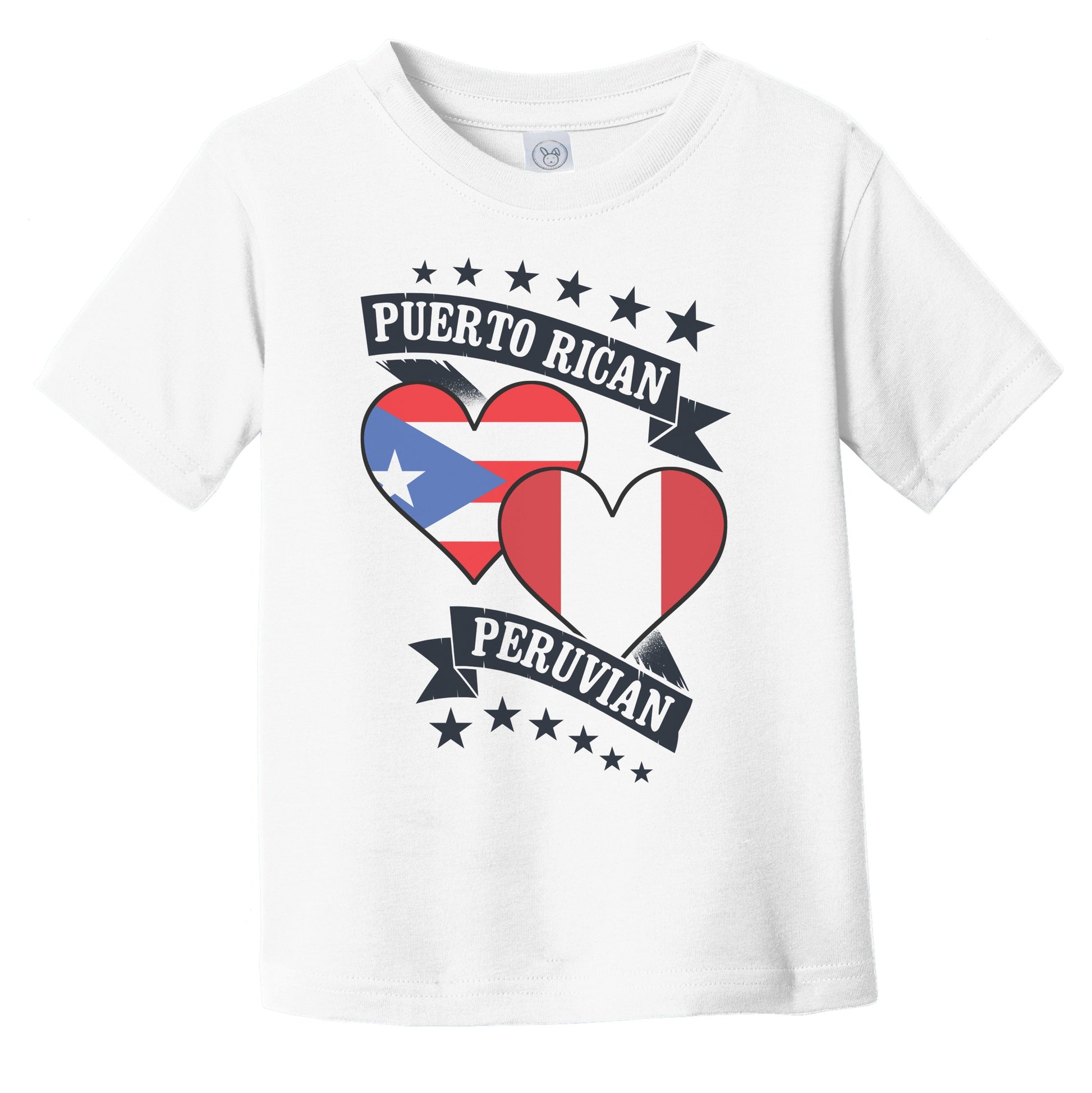 Puerto Rican Peruvian Heart Flags Puerto Rico Peru Infant Toddler T-Shirt