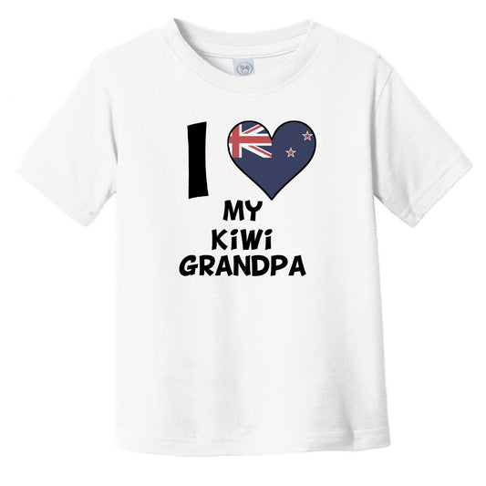 I Heart My Kiwi Grandpa New Zealand Flag Infant Toddler T-Shirt