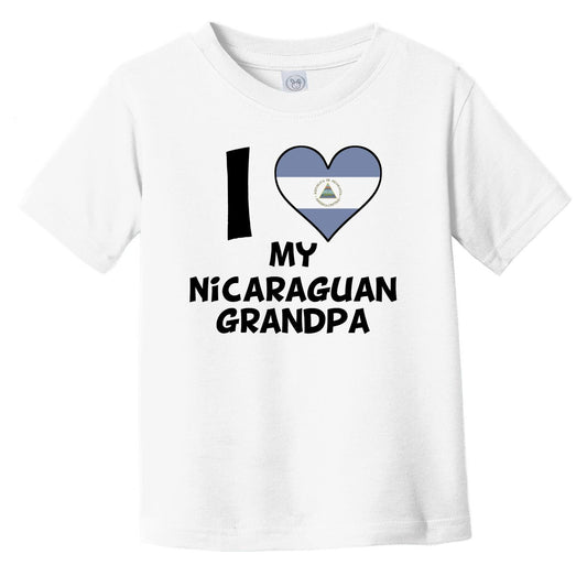 I Heart My Nicaraguan Grandpa Nicaragua Flag Infant Toddler T-Shirt