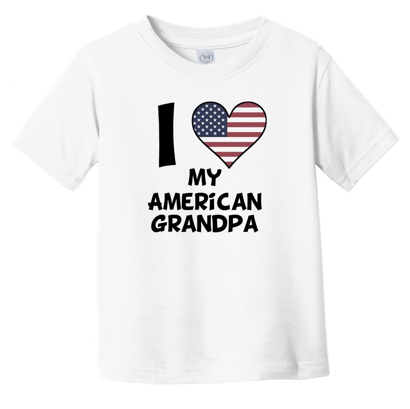 I Heart My American Grandpa United States Flag Infant Toddler T-Shirt