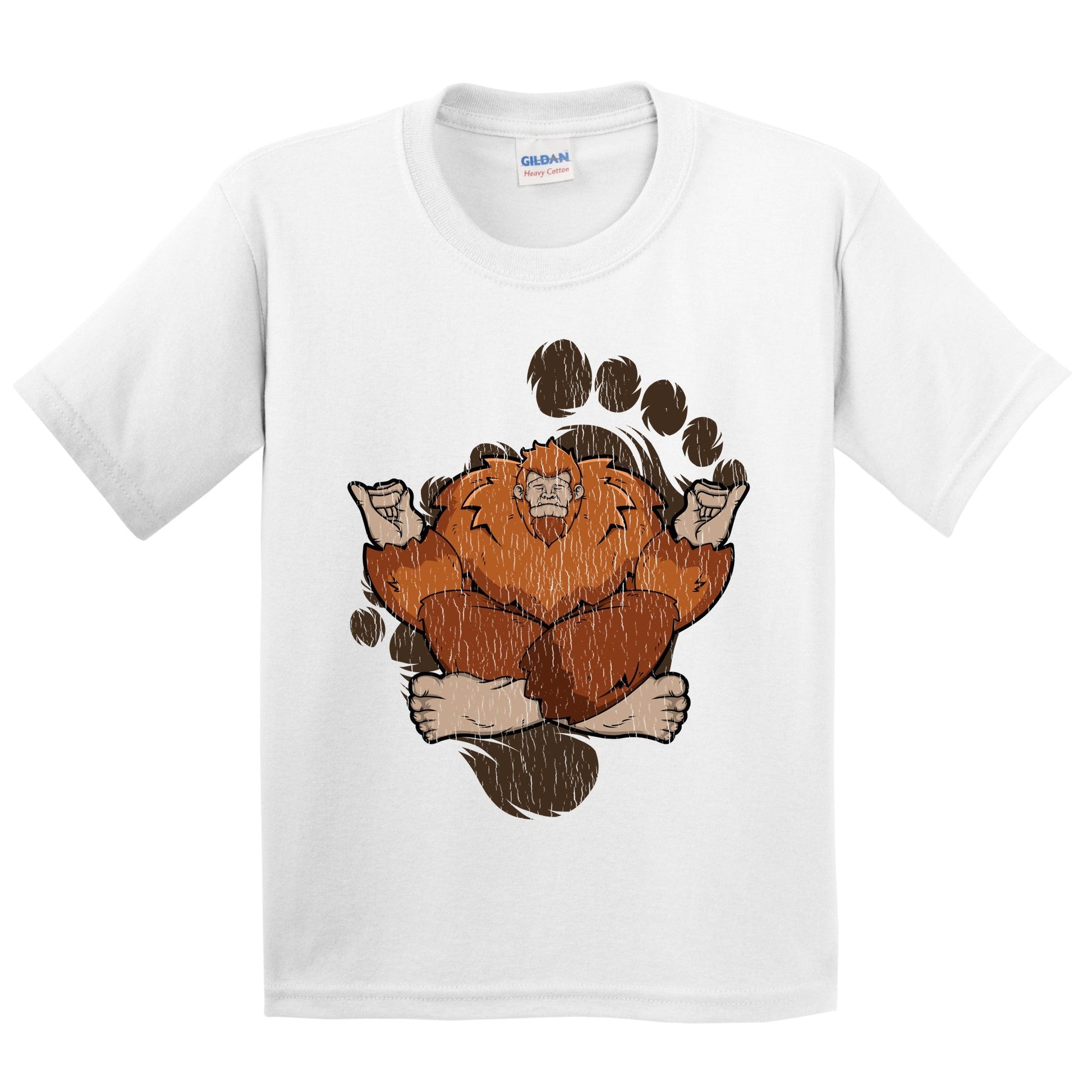 Kids Bigfoot Yoga Shirt - Sasquatch Meditating Youth T-Shirt