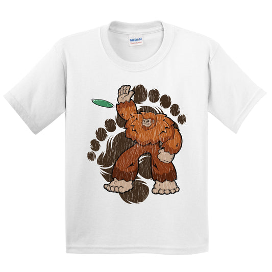 Kids Bigfoot Disc Golf Shirt - Sasquatch Throwing Disc Youth T-Shirt