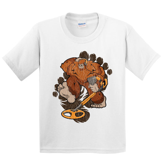Kids Bigfoot Metal Detector Shirt - Sasquatch Metal Detecting Youth T-Shirt