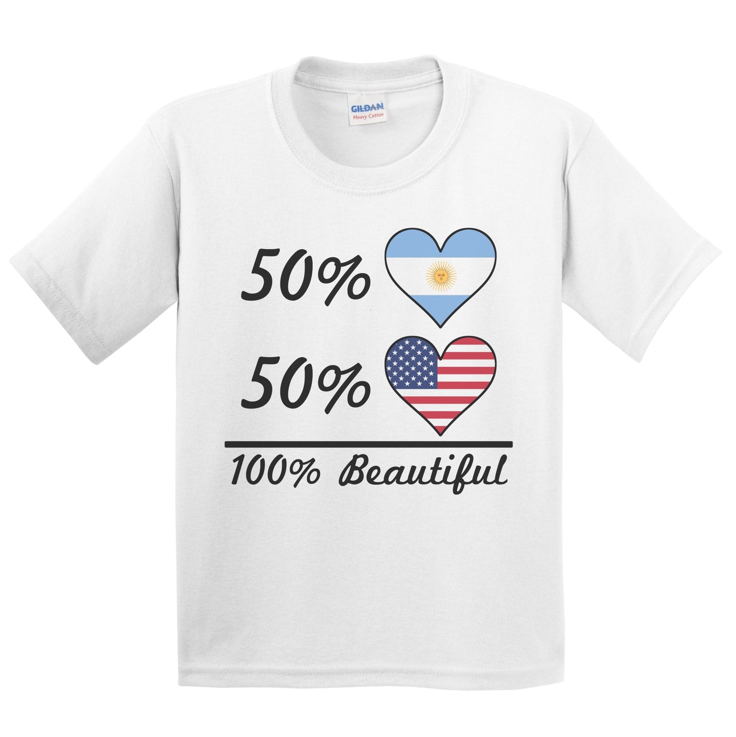 50% Argentinian 50% American 100% Beautiful Argentina Flag Heart Youth T-Shirt