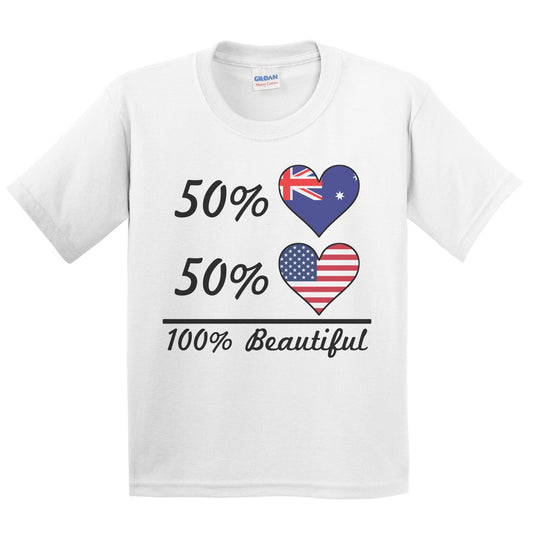 50% Australian 50% American 100% Beautiful Australia Flag Heart Youth T-Shirt